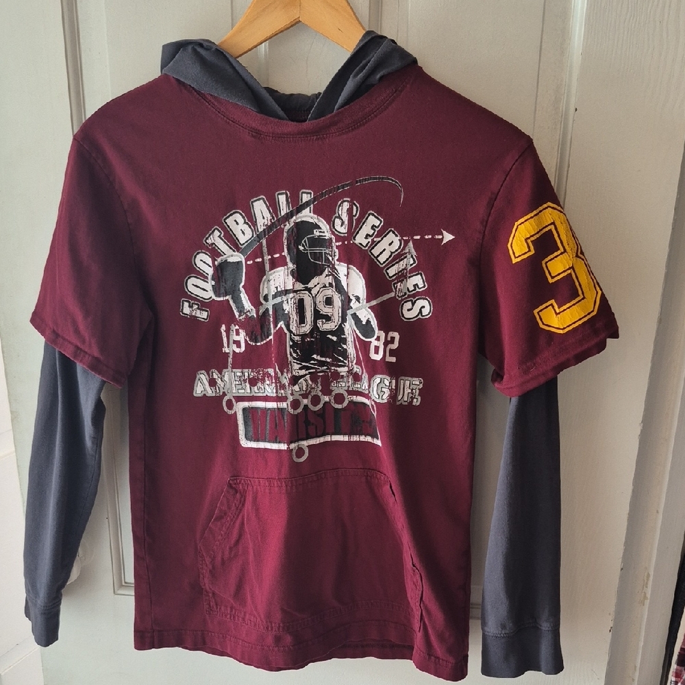 Prospirit Kids Football Hoodie - Maroon and Dark Gray